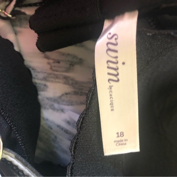 Swim By Cacique Animal Print 3 Tier Tankini 18 Black/Gray Tiger Stripe - Picture 6 of 6